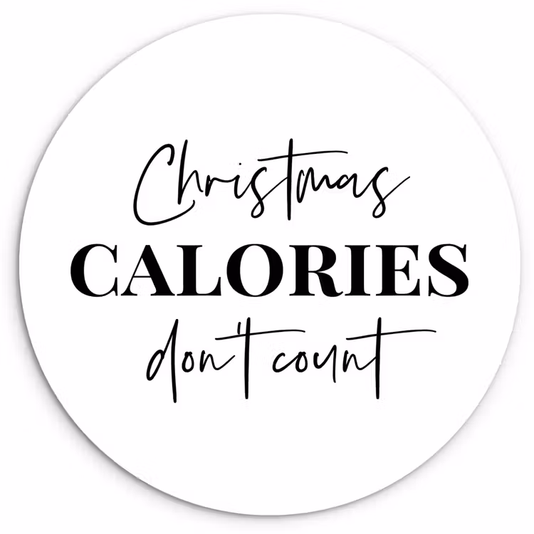 Muurcirkel - Kerst quote - Winter - Christmas calories - Wit — 1