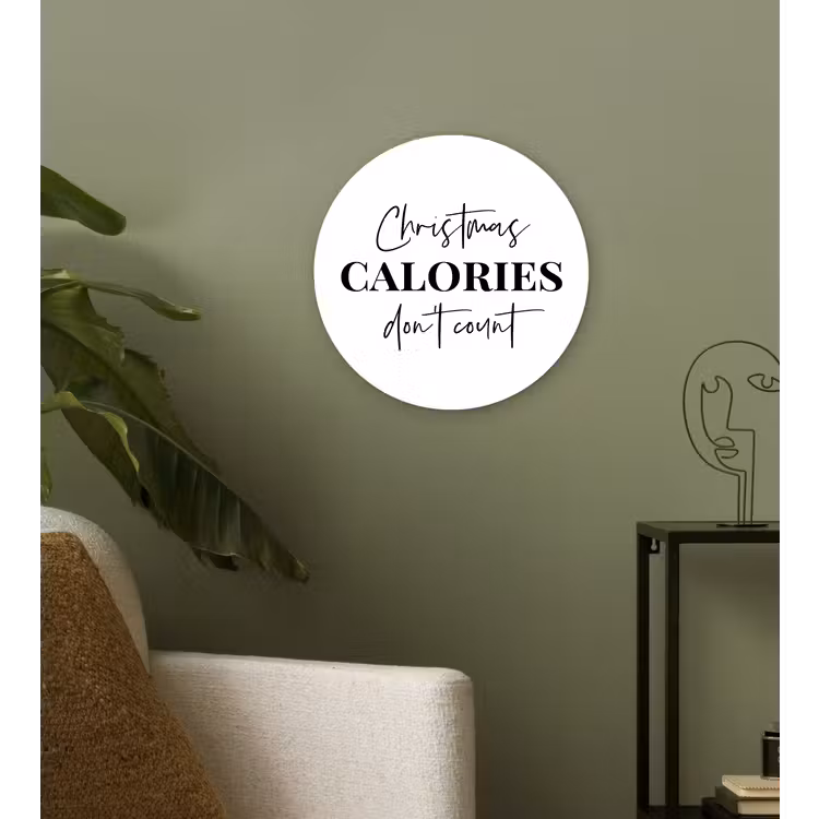 Muurcirkel - Kerst quote - Winter - Christmas calories - Wit — 3
