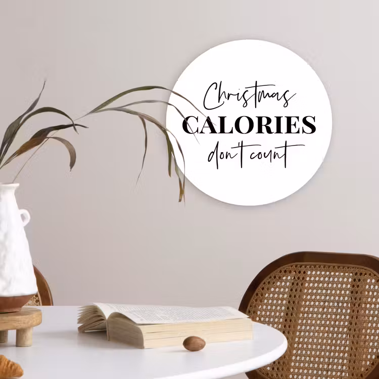 Muurcirkel - Kerst quote - Winter - Christmas calories - Wit — 4
