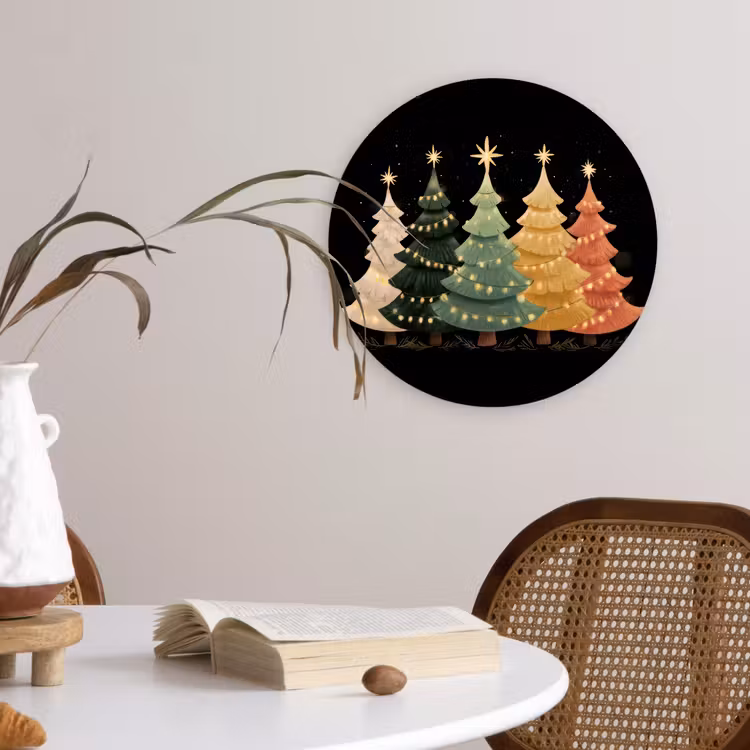 Muurcirkel - Kerstbomen - Kleurrijk - Lichtjes - Ster — 4