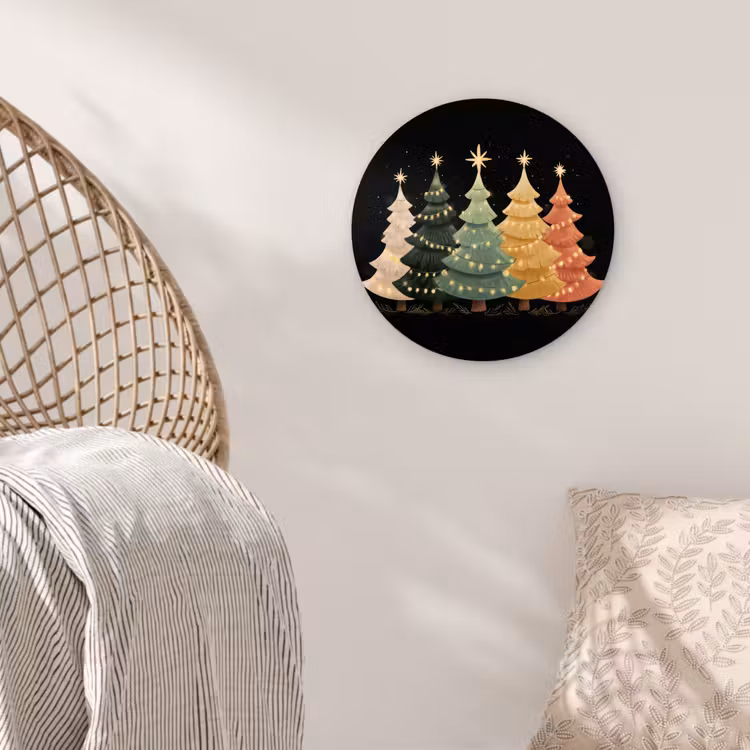 Muurcirkel - Kerstbomen - Kleurrijk - Lichtjes - Ster — 5