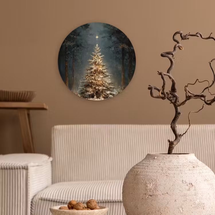Muurcirkel - Kerstboom - Bos - Sneeuw - meerkleurig — 2
