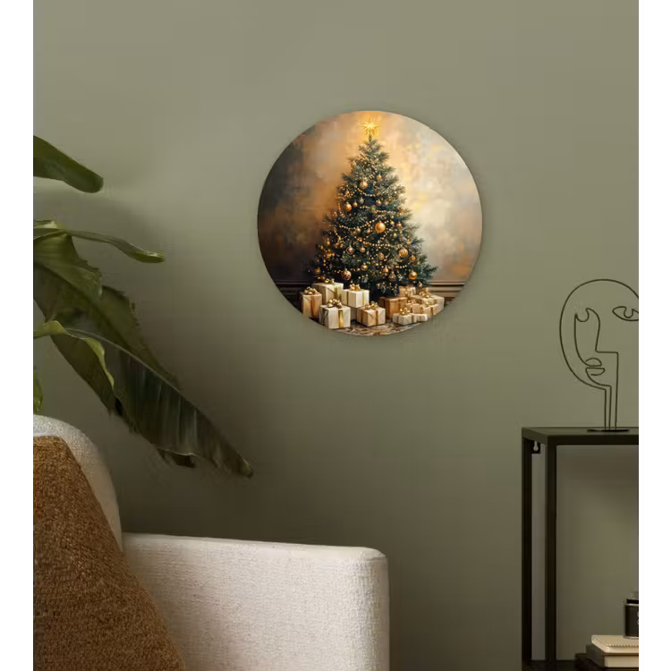 Muurcirkel - Kerstboom - Cadeaus - Goud — 3