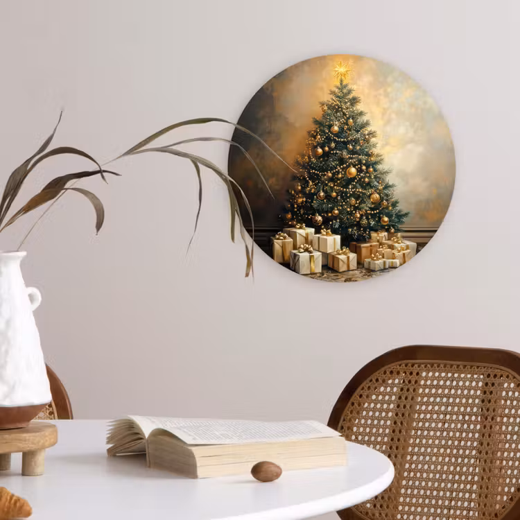 Muurcirkel - Kerstboom - Cadeaus - Goud — 4