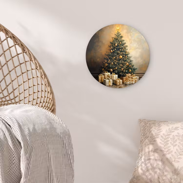 Muurcirkel - Kerstboom - Cadeaus - Goud — 5