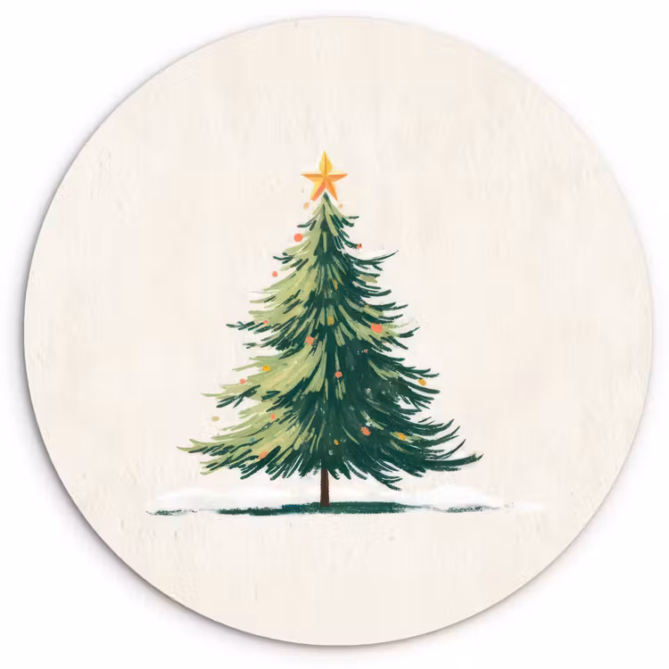 Muurcirkel - Kerstboom - Illustratie - Ster - Sneeuw — 1