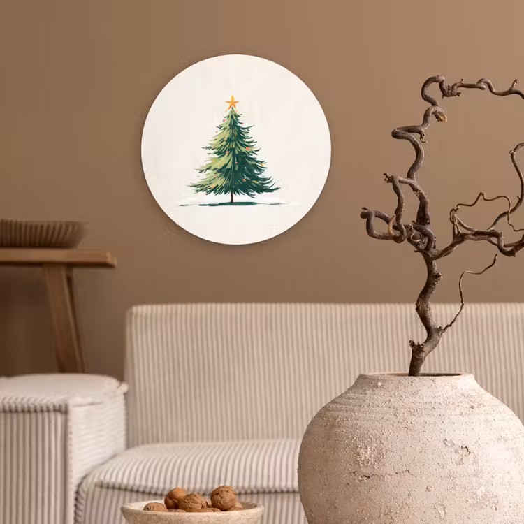 Muurcirkel - Kerstboom - Illustratie - Ster - Sneeuw — 2