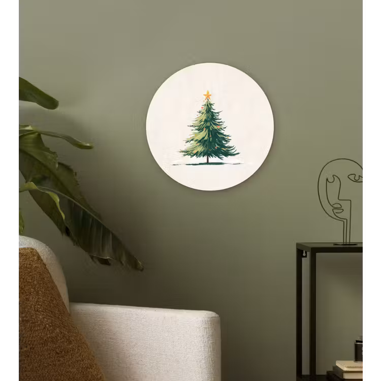 Muurcirkel - Kerstboom - Illustratie - Ster - Sneeuw — 3