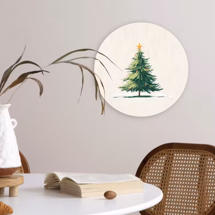 Muurcirkel - Kerstboom - Illustratie - Ster - Sneeuw — 4