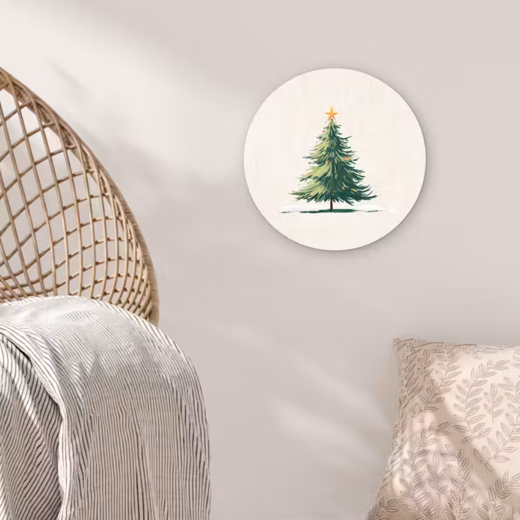 Muurcirkel - Kerstboom - Illustratie - Ster - Sneeuw — 5