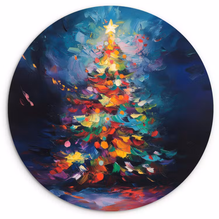 Muurcirkel - Kerstboom - Kerst - Abstract - Kleurrijk — 1