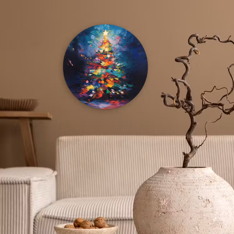 Muurcirkel - Kerstboom - Kerst - Abstract - Kleurrijk — 2