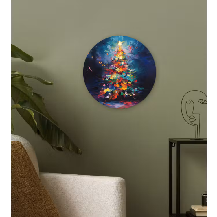 Muurcirkel - Kerstboom - Kerst - Abstract - Kleurrijk — 3
