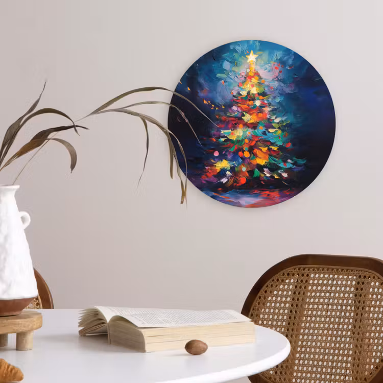 Muurcirkel - Kerstboom - Kerst - Abstract - Kleurrijk — 4