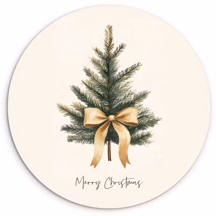 Muurcirkel - Kerstboom - Kerst - Merry Christmas - Beige — 1