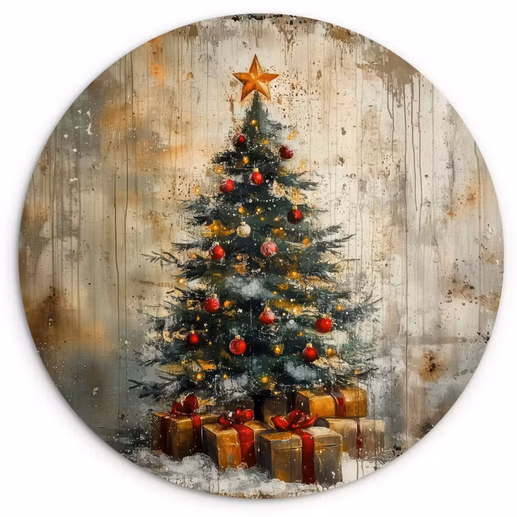 Muurcirkel - Kerstboom - Vintage - Kerst - Cadeau — 1