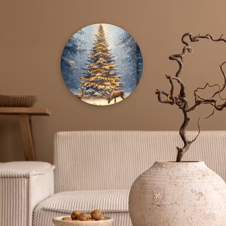 Muurcirkel - Kerstlicht - Woud - Hert - Donker — 2