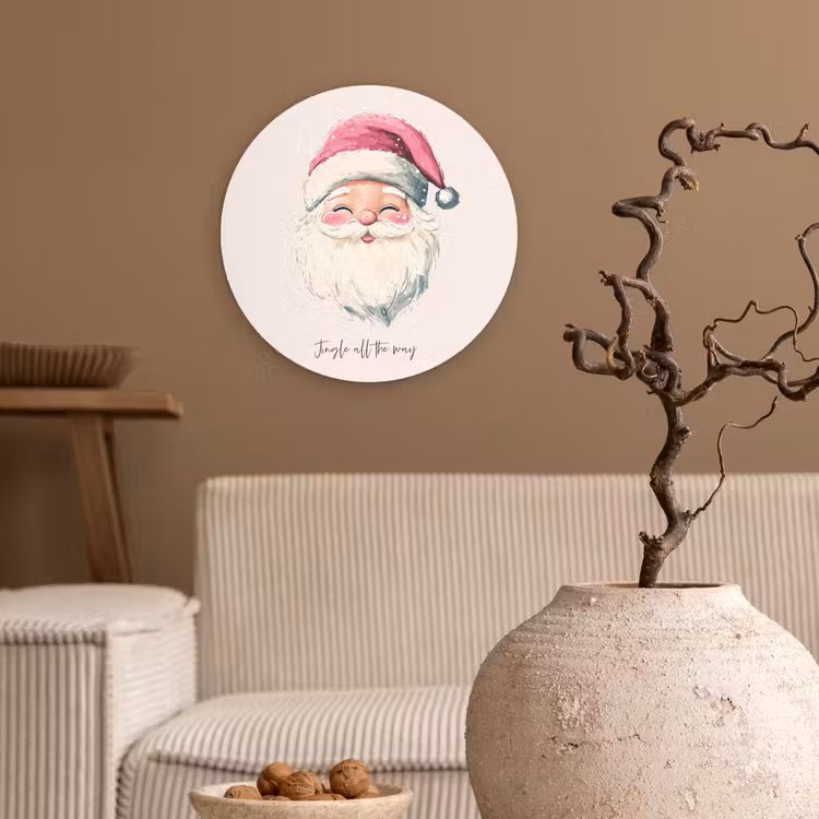 Muurcirkel - Kerstman - Kerst - Quote - Beige — 2