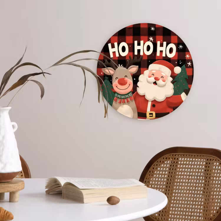 Muurcirkel - Kerstman - Rendier - Tekst - Rood - Zwart — 4