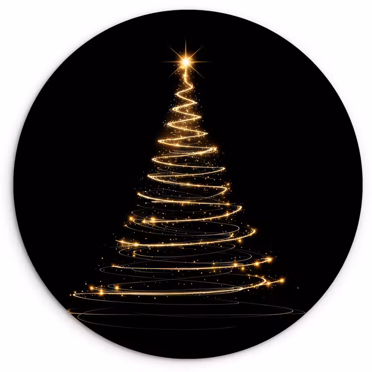 Muurcirkel - Magisch - Kerstboom - Lichtspiralen - Zwart — 1