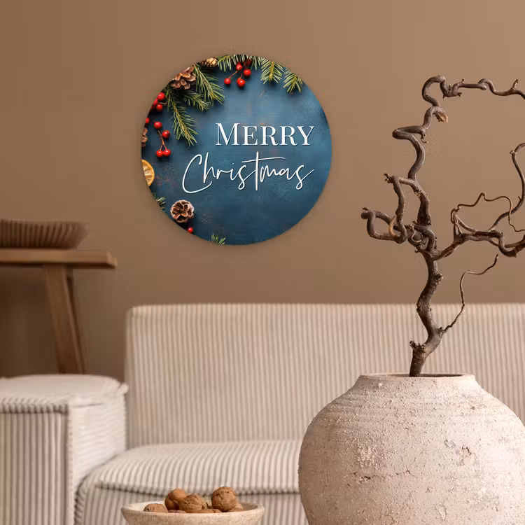 Muurcirkel - Merry Christmas - Blauw - Kerst - Winter — 2