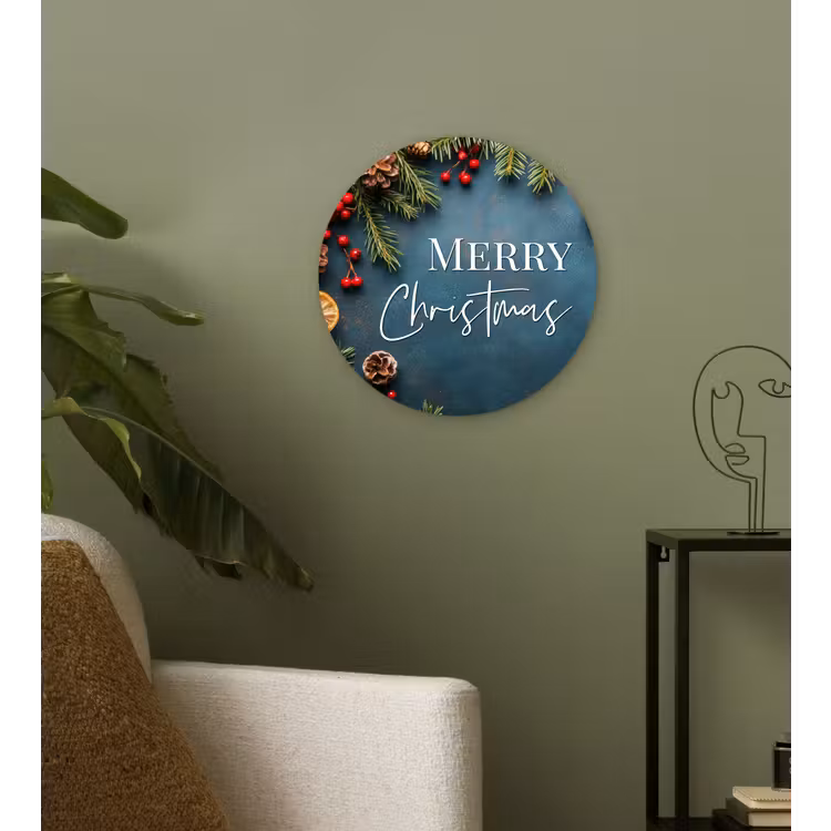 Muurcirkel - Merry Christmas - Blauw - Kerst - Winter — 3