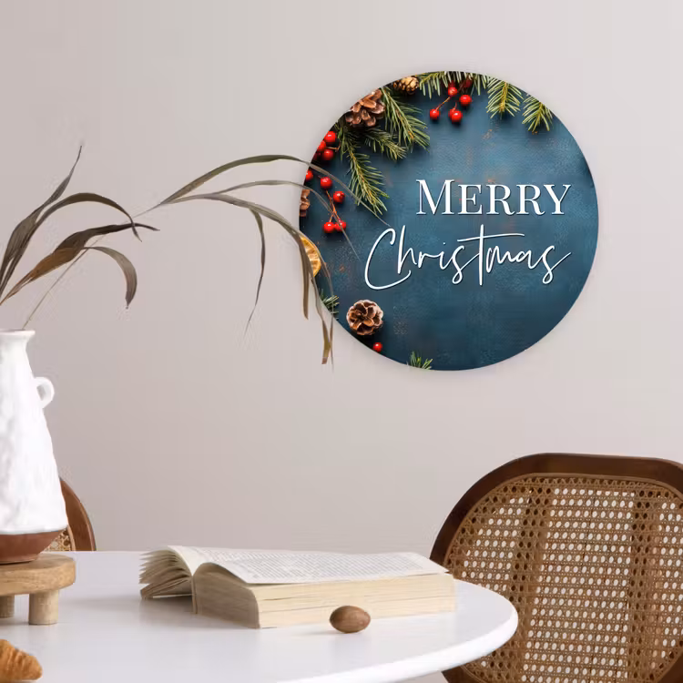 Muurcirkel - Merry Christmas - Blauw - Kerst - Winter — 4
