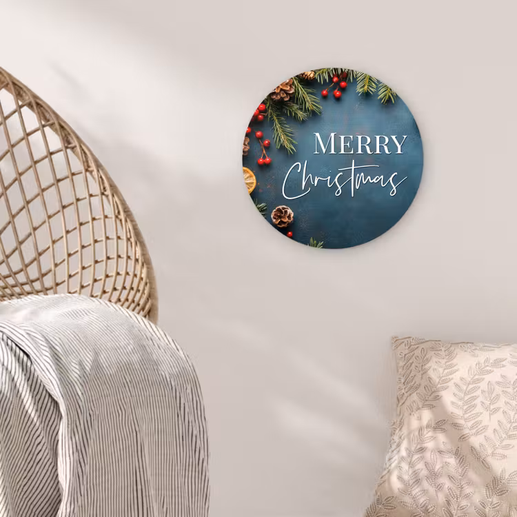 Muurcirkel - Merry Christmas - Blauw - Kerst - Winter — 5