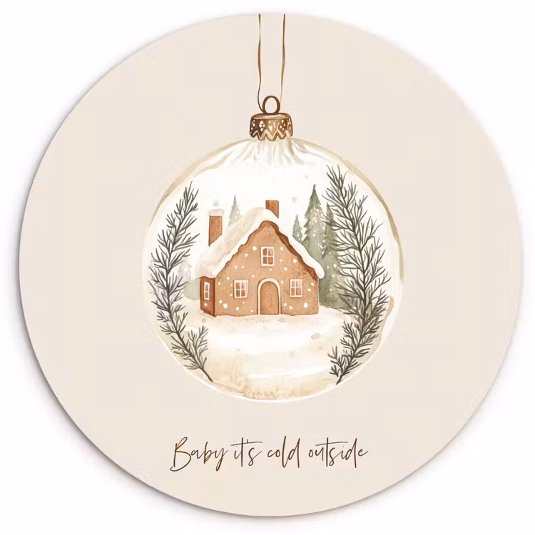 Muurcirkel - Quote - Winter - Kerst - Beige - Kerstbal — 1
