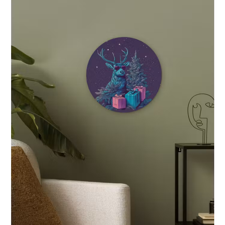 Muurcirkel - Rendier - Zonnebril - Neon - Kerstboom — 3