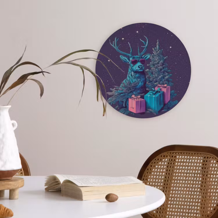Muurcirkel - Rendier - Zonnebril - Neon - Kerstboom — 4