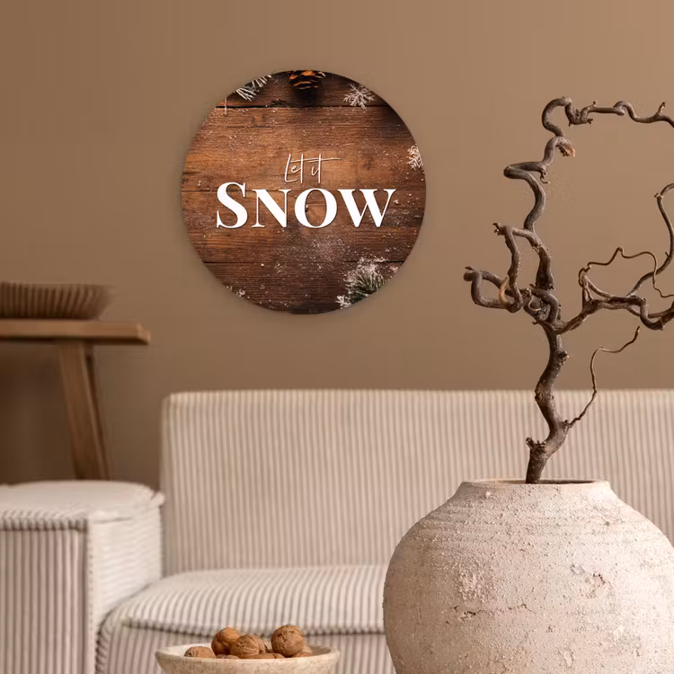Muurcirkel - Sneeuw - Houtlook - Quote - Let it snow — 2