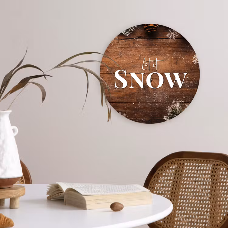Muurcirkel - Sneeuw - Houtlook - Quote - Let it snow — 4