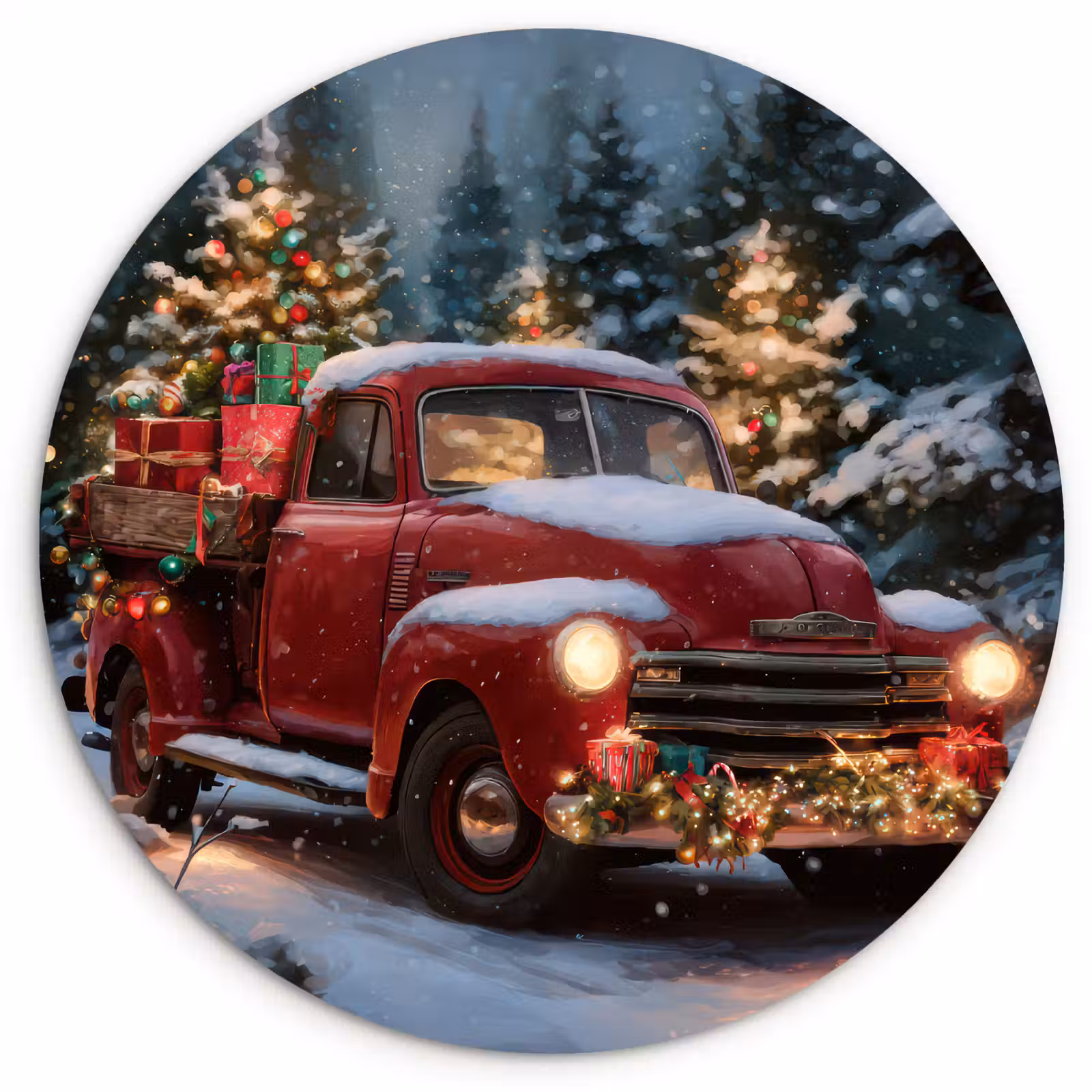 Muurcirkel - Kersttruck - Sneeuwbos - Rood — 1