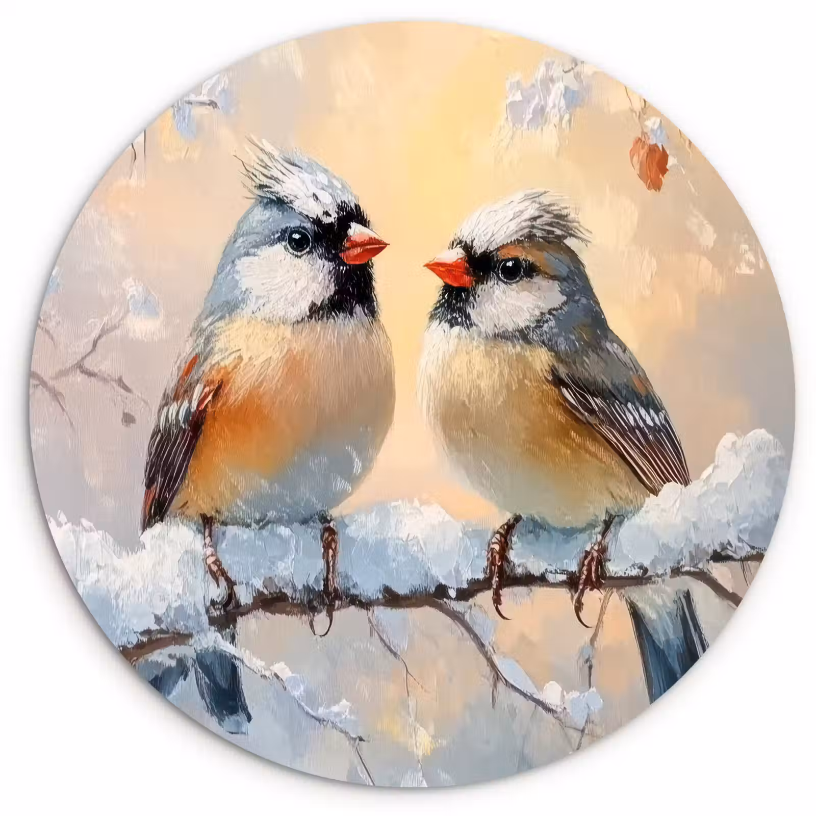 Muurcirkel - Vogels - Tak - Winter - Sneeuw — 1