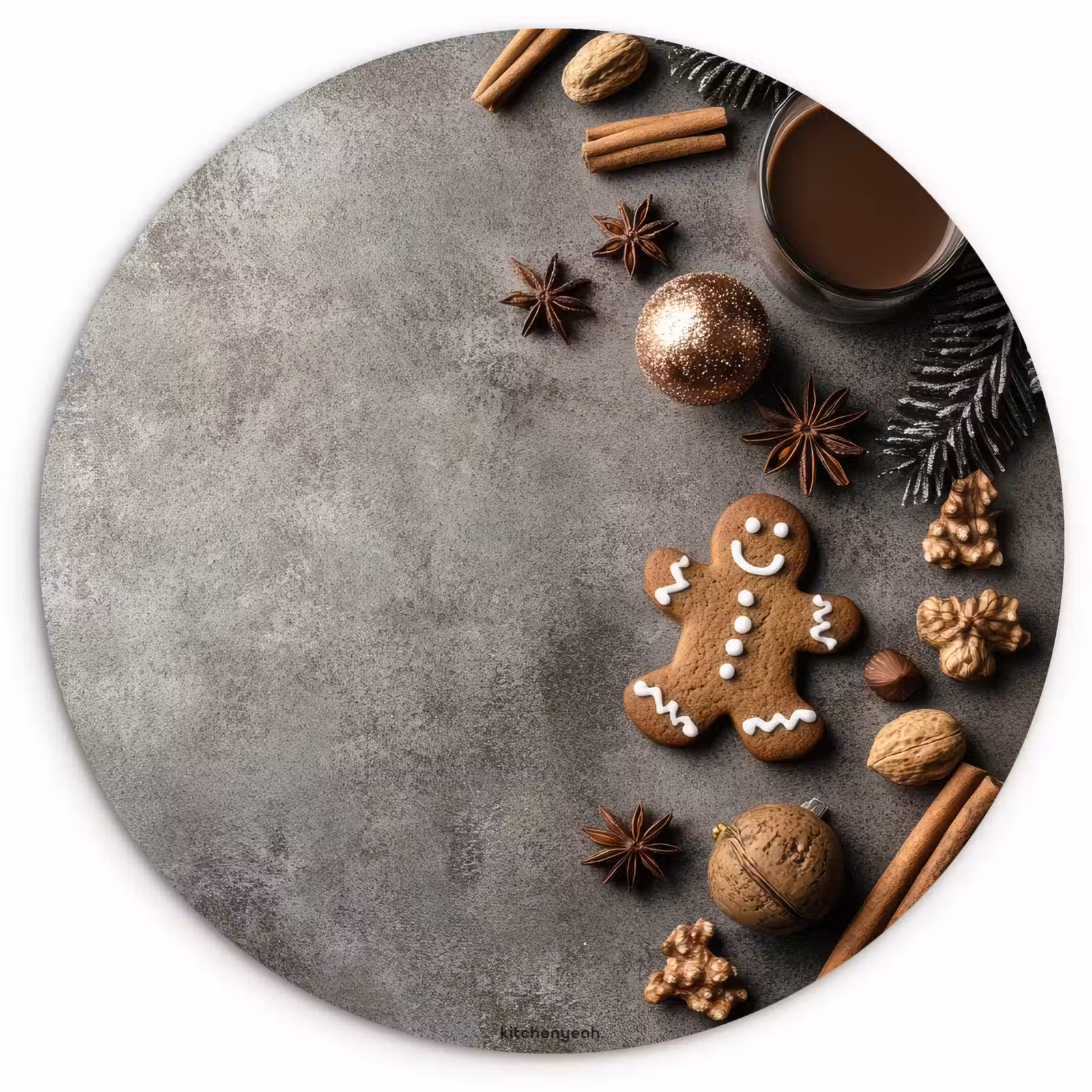 Muurcirkel - Winter - Kerst - Beton - Gingerbread man — 1