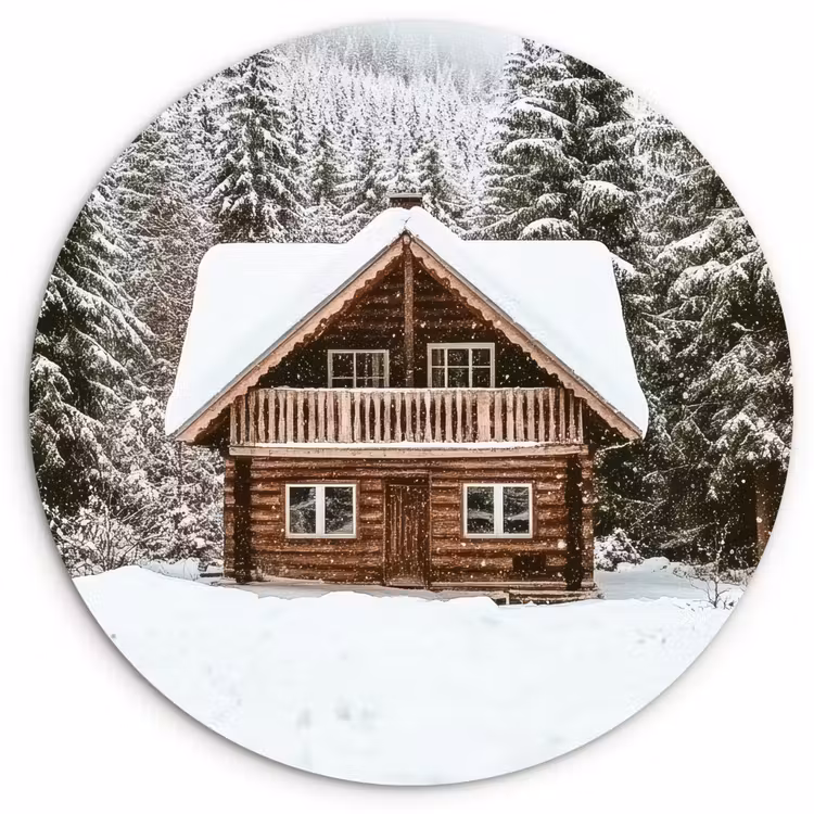 Muurcirkel - Huis - Bos - Winter - Natuur - Sneeuw — 1