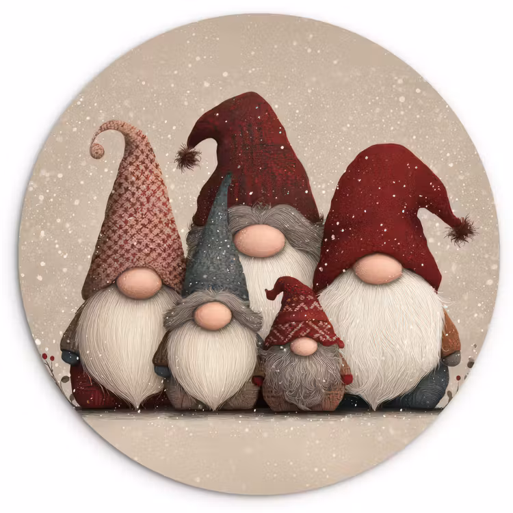 Muurcirkel - Kabouters - Kerst - Sneeuw - Puntmutsen — 1