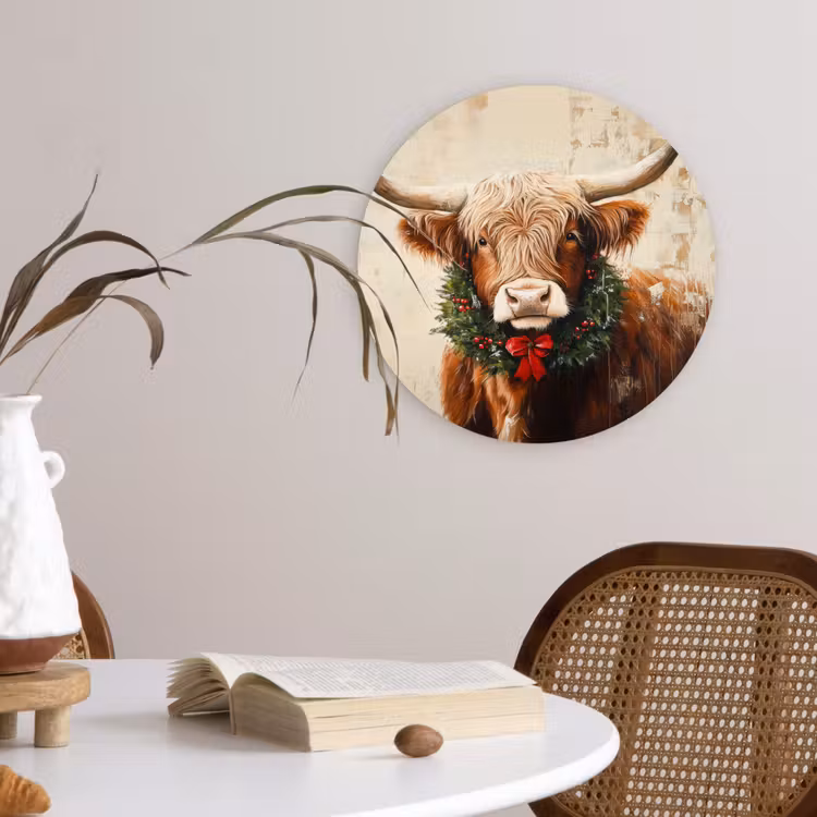Muurcirkel - Kerst - Schotse Hooglander - Bruin - Krans — 4