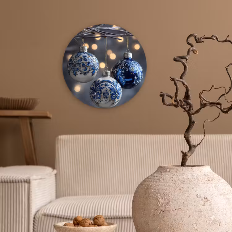 Muurcirkel - Kerstbal - Versierd - Blauw — 2
