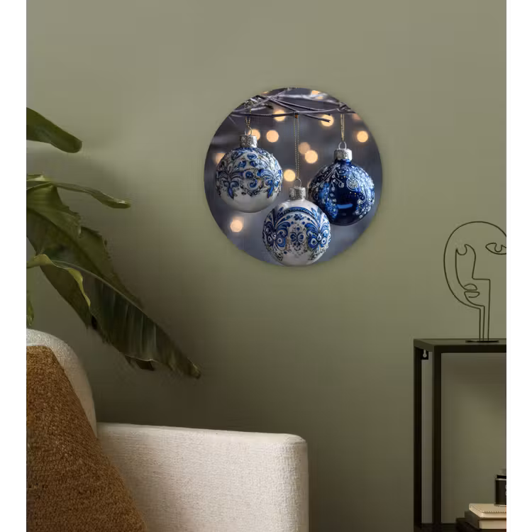 Muurcirkel - Kerstbal - Versierd - Blauw — 3
