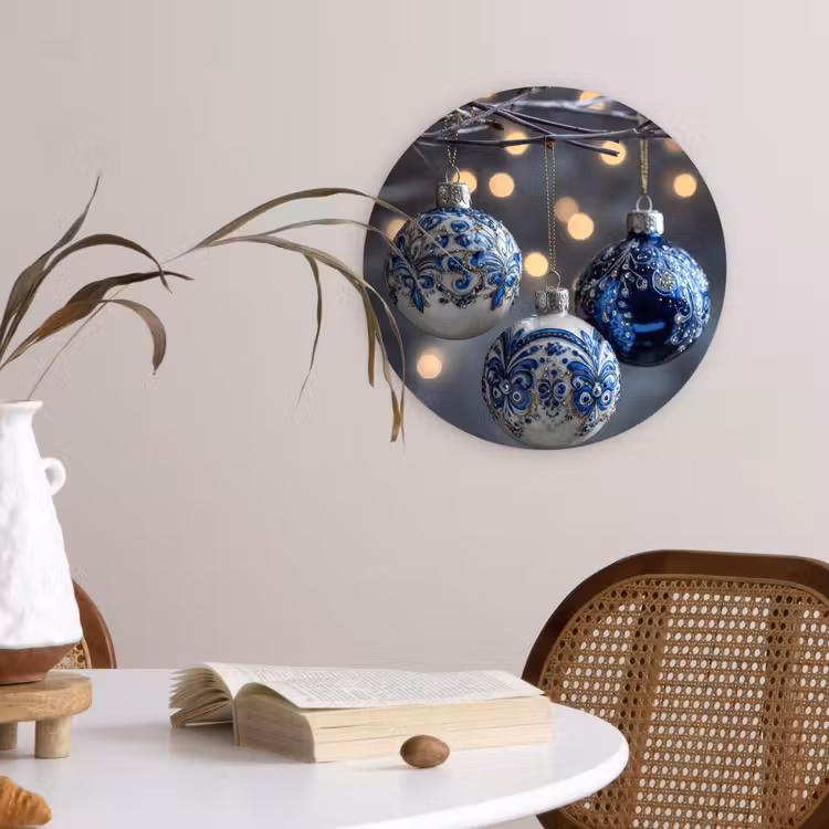 Muurcirkel - Kerstbal - Versierd - Blauw — 4