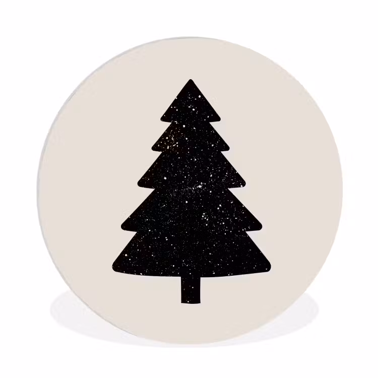 Muurcirkel - Kerstboom - Zwart - Feestdagen - Beige — 1