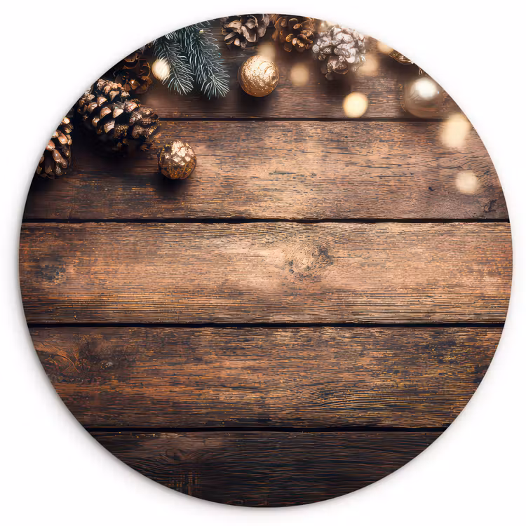 Muurcirkel - Kerstdecoratie - Houten - Dennenappel - Bruin — 1