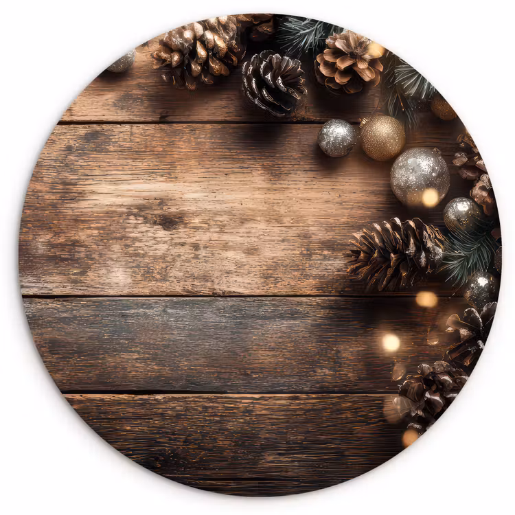 Muurcirkel - Kersthoekdecoratie - Dennenappels - Lichtjes — 1