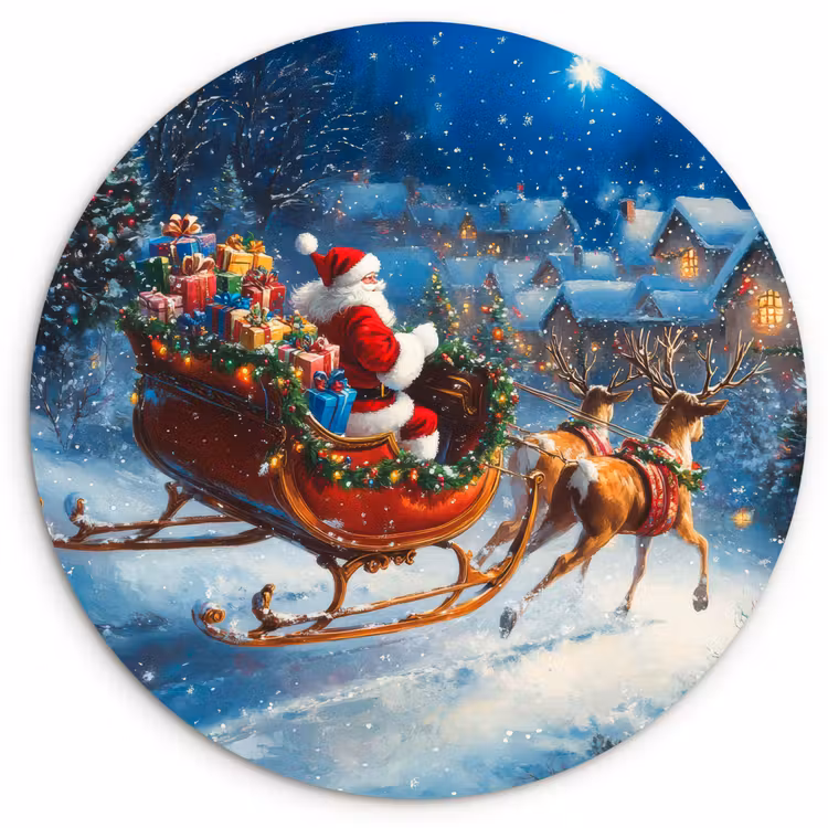 Muurcirkel - Kerstman - Rendier - Kerst - Sneeuw — 1