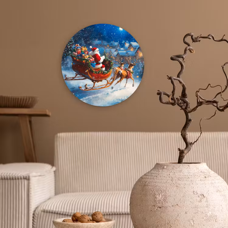 Muurcirkel - Kerstman - Rendier - Kerst - Sneeuw — 2