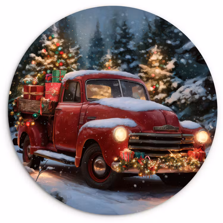 Muurcirkel - Kersttruck - Sneeuwbos - Rood — 1