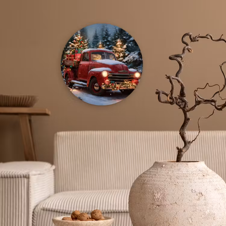 Muurcirkel - Kersttruck - Sneeuwbos - Rood — 2