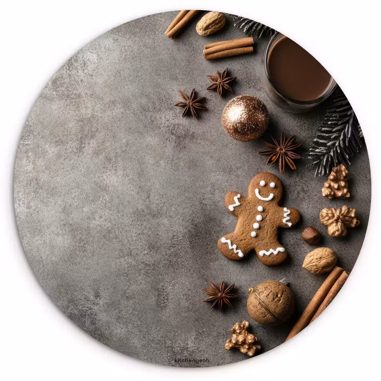 Muurcirkel - Winter - Kerst - Beton - Gingerbread man — 1